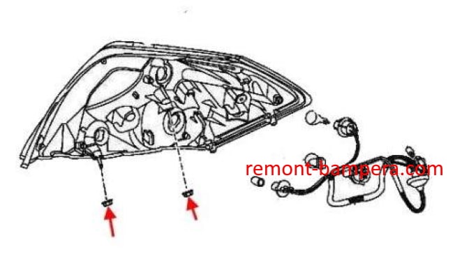 Mounting diagram for rear light Nissan Altima IV (L32/D32) (2006-2013)