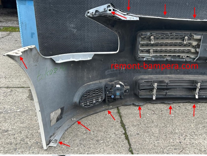 front bumper mounting points Nissan Maxima VII (A35) (2008-2014)
