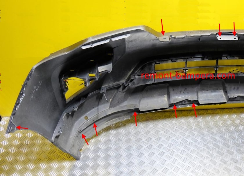 Posizioni di montaggio del paraurti anteriore per Nissan Pathfinder IV R52 (2012-2020)