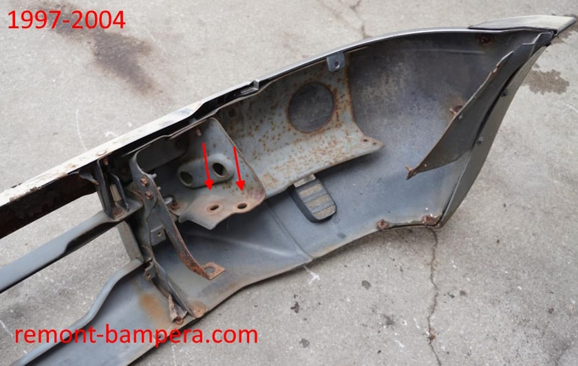 Front bumper mounting locations for Nissan Patrol V Y61 (1997-2010)
