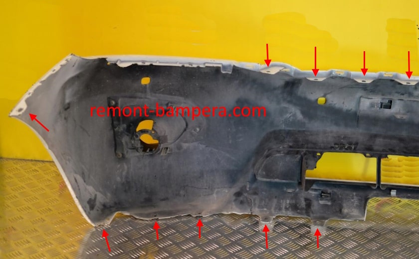 mounting locations for the front bumper Nissan Patrol VI Y62 (2010-2023)