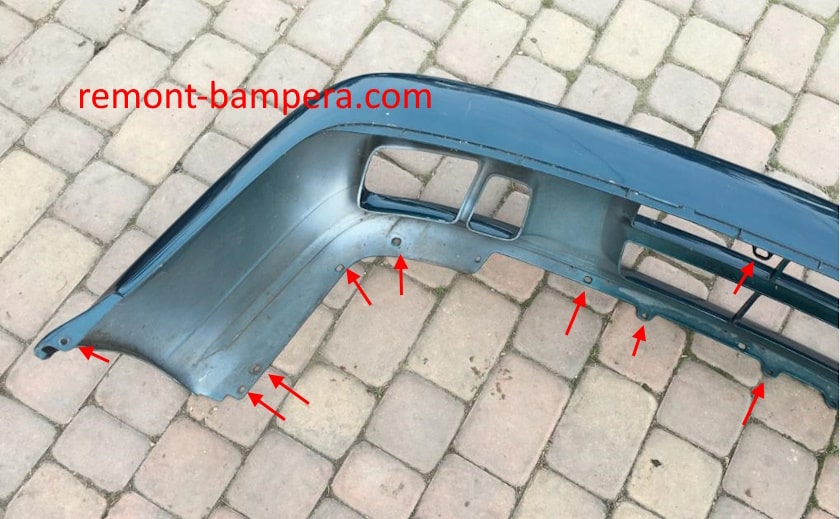 Front bumper mounting locations for Nissan Primera P10 (1990-1997)