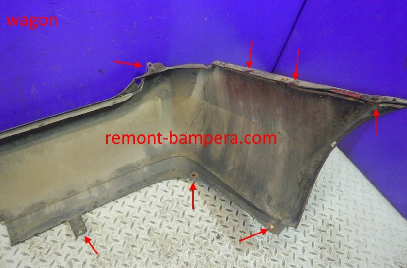 mounting locations for rear bumper Nissan Primera P12 (2001-2008) wagon