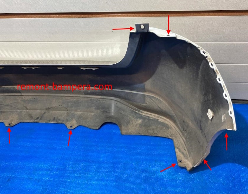 rear bumper mounting locations for Nissan Pulsar C13 (2014-2018)