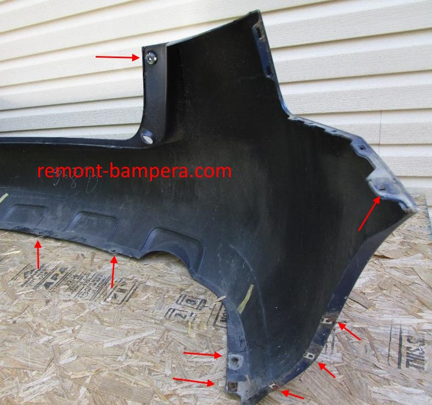rear bumper mounting locations for Nissan Rogue I S35 (2007-2013)