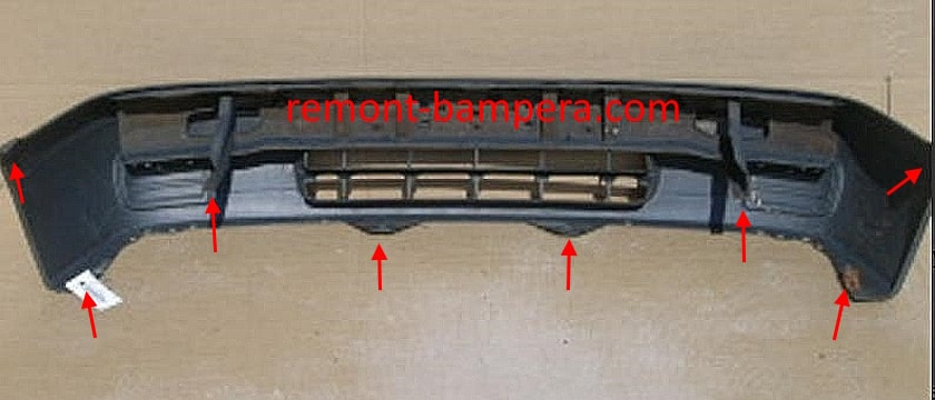 Front bumper mounting locations for Nissan Sunny Y10 Wagon (1990-2000)