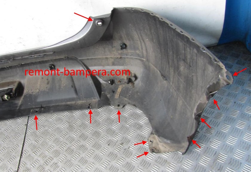 Posizioni di montaggio del paraurti posteriore per Nissan X-Trail III T32 (2013-2022)