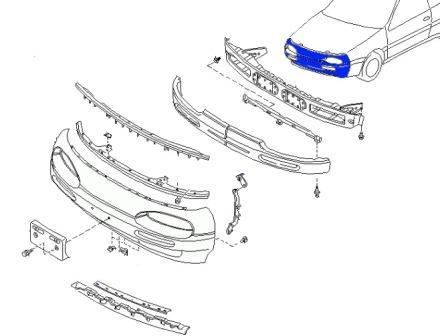 the scheme of fastening of the front bumper Nissan 100NX