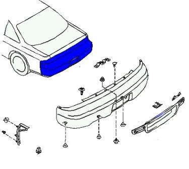 the scheme of fastening of the rear bumper Nissan 200SX