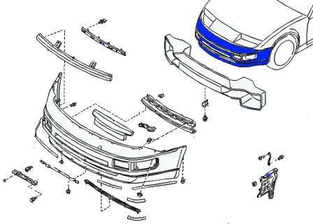 Diagrama de montaje del parachoques delantero del Nissan 300ZX