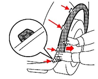the scheme of fastening of the molding Nissan Juke