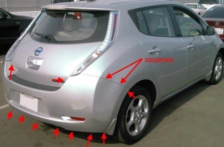 the attachment of the rear bumper Nissan LEAF