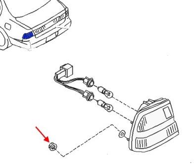 scheme of fastening of tail light Nissan Maxima A32 (1994-2000)