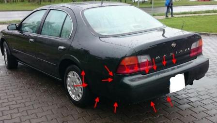 points de fixation pare-chocs arrière Nissan Maxima A32 (1994-2000)