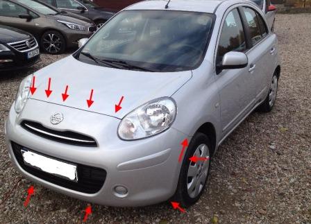 the attachment of the front bumper Nissan Micra k13 (after 2010)