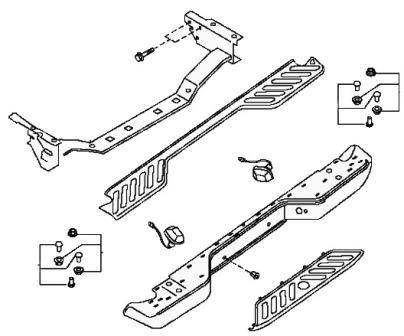 the scheme of fastening of the rear bumper Nissan Navara