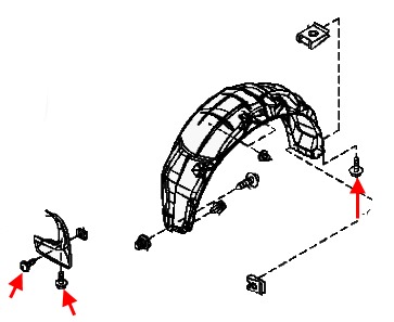 the scheme of fastening of the rear bumper Nissan Patrol Y62 (after 2010)
