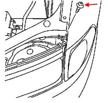 схема крепления переднего указателя поворотов Nissan Quest V41 (1998-2003) 