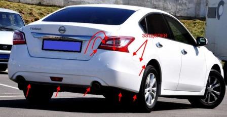 points de fixation pour le pare-chocs arrière Nissan Teana L33 (après 2014)