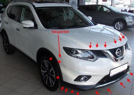 the attachment of the front bumper Nissan X-Trail T32 (after 2014)