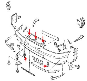 Montageplan für die hintere Stoßstange des Opel Calibra