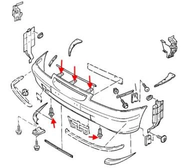 diagram of rear bumper Opel Calibra