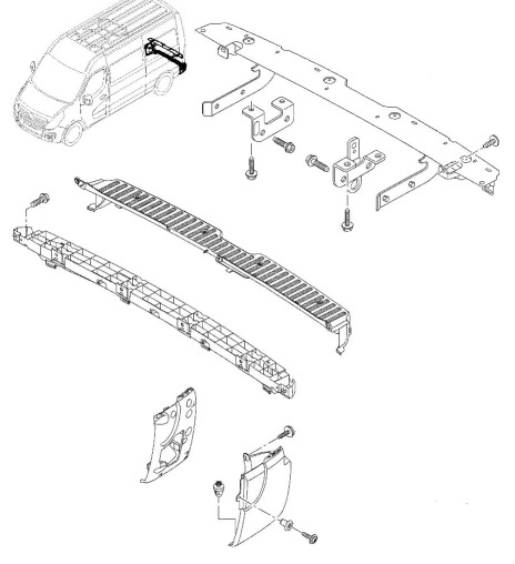 Montageplan für Heckstoßstange Opel Movano B (2010+)