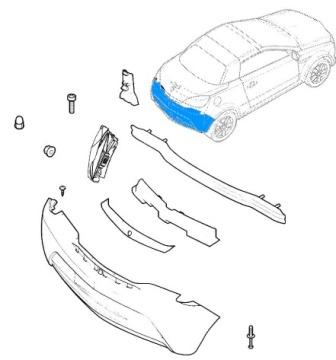 esquema de montaje del parachoques trasero Opel TIGRA B (2004-2009)