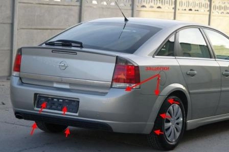 points de fixation pare-chocs avant Opel VECTRA C (2002-2008)
