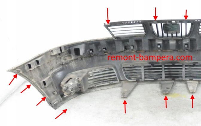 attachment points of the front bumper SEAT Alhambra I (2000-2010)