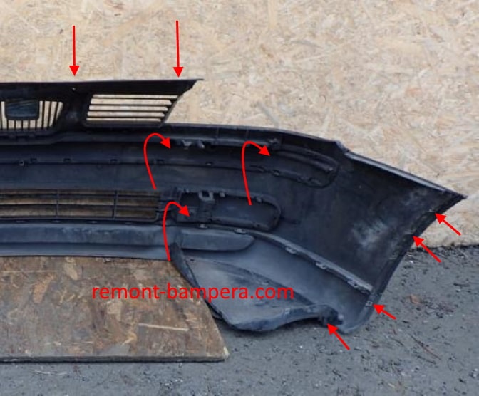 attachment points of the front bumper SEAT Cordoba I 6K (1993-2003)