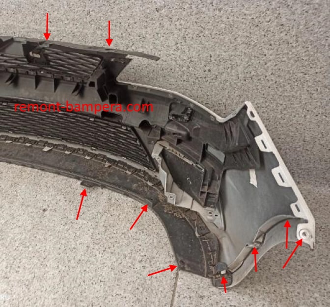 attachment points of the front bumper SEAT Ibiza IV (2008-2017)