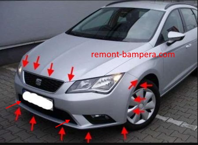 points de fixation du pare-chocs avant SEAT Leon III (2012-2020)