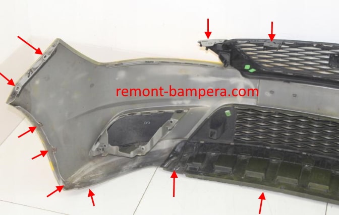 attachment points of the front bumper SEAT Toledo IV (2012-2019)
