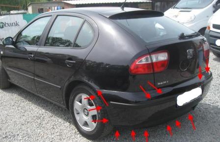 puntos de fijación del parachoques trasero SEAT Leon I (1999-2005)