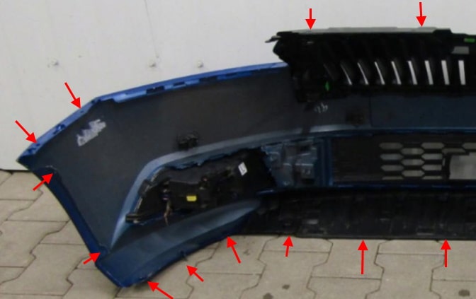 front bumper attachment points Skoda Fabia NJ Mk3 (2014-2021)