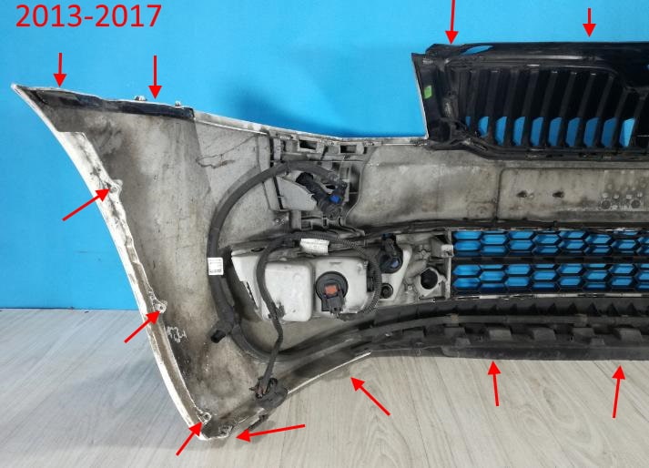 места крепления переднего бампера Skoda Octavia III (A7) (2013-2020)