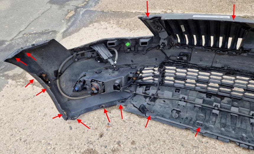 attachment points of the front bumper Skoda Superb III (B8) (2015+)