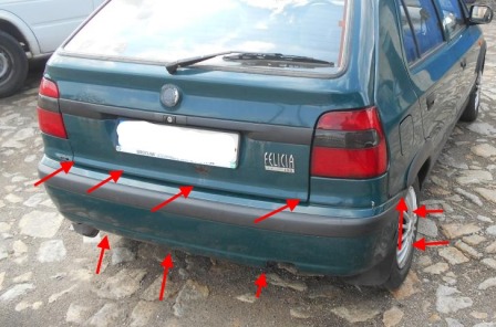 the attachment of the rear bumper SKODA FELICIA