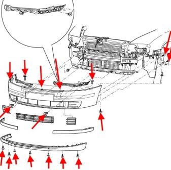 diagrama de montaje del parachoques delantero SKODA OCTAVIA 2