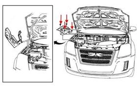 схема крепления переднего бампера Chevrolet Equinox (после 2010 года)