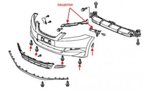 схема крепления переднего бампера Honda FR-V 