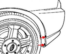схема крепления заднего подкрылка Hyundai Coupe (Tiburon) (2002-2008)