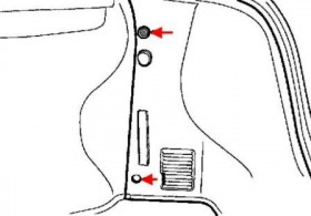 схема крепления обшивок багажника Hyundai Accent II (2000-2012)