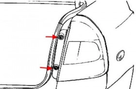 схема крепления заднего фонаря Hyundai Accent II (2000-2012)