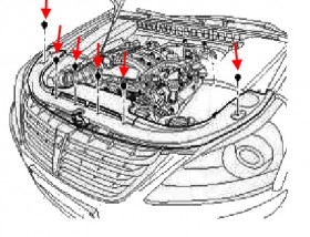 схема крепления переднего бампера Hyundai Equus