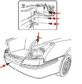 схема крепления заднего бампера Hyundai Equus