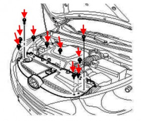 схема крепления переднего бампера Hyundai Tucson LM