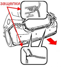 схема крепления заднего бампера Lexus CT
