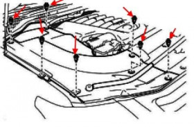 схема крепления переднего бампера Lexus LX (после 2007 года)